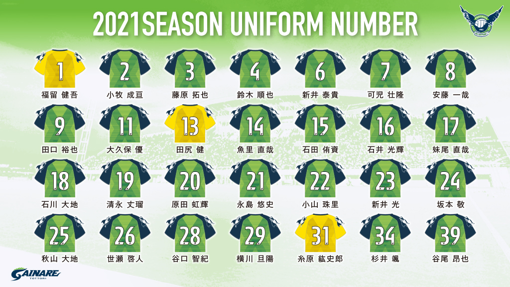 21シーズン 背番号決定のお知らせ ガイナーレ鳥取 21シーズン 背番号決定のお知らせ ガイナーレ鳥取